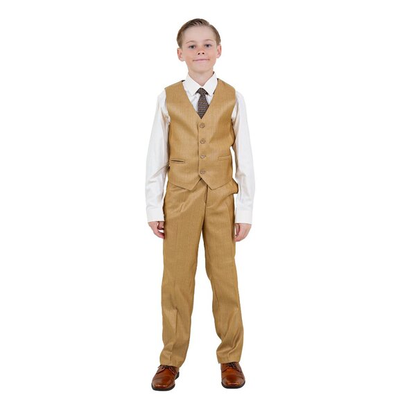 Boys Sharkskin 5pc Wheat Suit Set by Tazzio - Picture 5 of 7